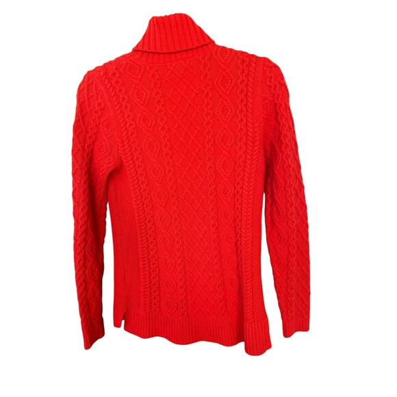 Lands' End Women's Red Cable Knit Turtleneck Sweater Size Small 6-8 - Picture 5 of 5